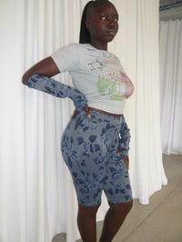 Image 1 of « ROSA ROSA »UPCYCLED SHORT AND SLEEVE SET 🌹