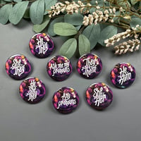 Image 1 of Witchy Pronouns Button / Purple Version