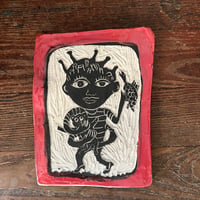 Image 1 of “Alien Girl” porcelain trivet 7” x 9”