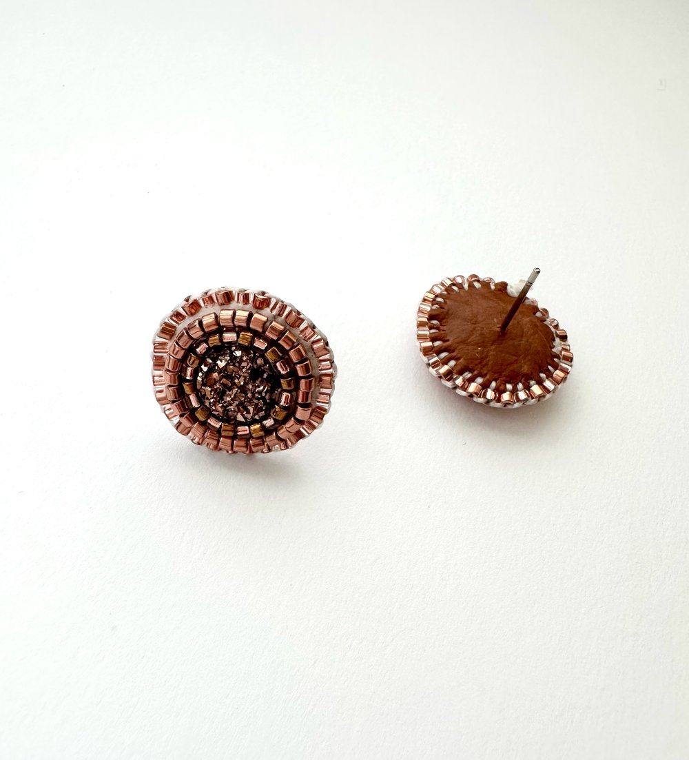 Image of Tiny Copper Beaded Stud Earrings 