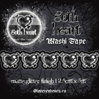Goth Heart Glitter Washi Tape