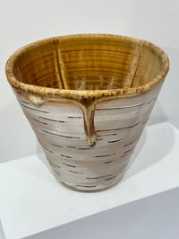 Image 1 of Ceramic Birch Vase with Ochre Interior- Lenore Lampi