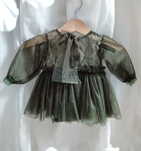 Image 3 of Newborn girl dress for photoshoot |forest  green | Christmas