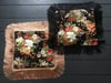 Japanese floral chrysanthemum print cushion cover with gold pink or black fringe