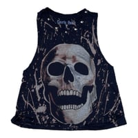 Image 1 of “BLEACHED SKULL” Custom Bleach Painted Tank Top SMALL
