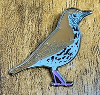 Image 2 of Wood Thrush - No.100 - UK Birding Pins - Enamel Pin Badge