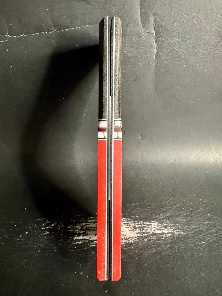 Image of Black Giraffe Bone & Red Glass Segmented Knife Scales