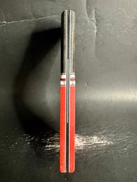 Image 4 of Black Giraffe Bone & Red Glass Segmented Knife Scales