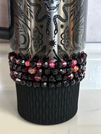 Image 2 of Black & Pink Tumbler Bracelet Stack