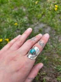 Image 1 of Turquoise “Armor” Ring size 8.5 sterling .925
