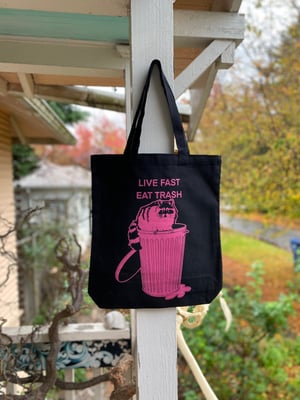 Image of Live Fast Eat Trash Canvas Tote Bag