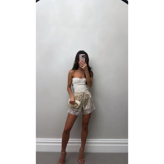 Cream Silk Lace Shorts 