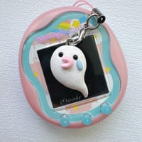 Image 1 of Tamagotchi Ghost Polymer Clay Charm