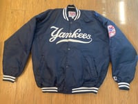 Image 1 of Yankees Satin Starter Script Bomber (XXL)