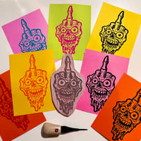 Image 1 of BirdSkull Linocut Prints