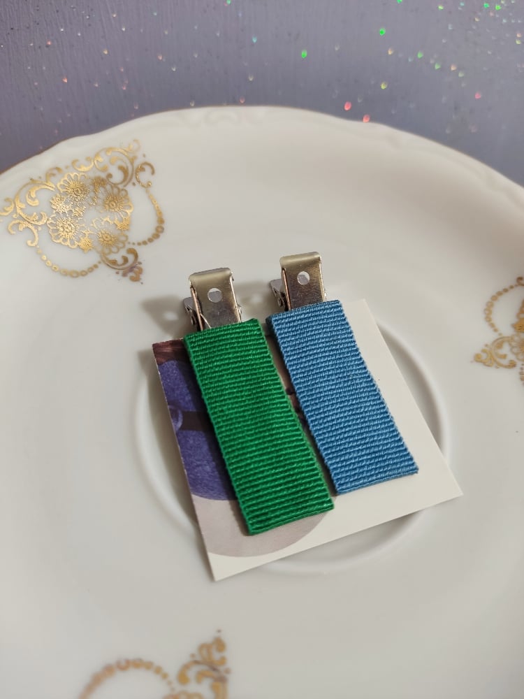 Image of Clip barrette verde e azzurro