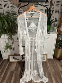 Image 1 of white sheer cover up 