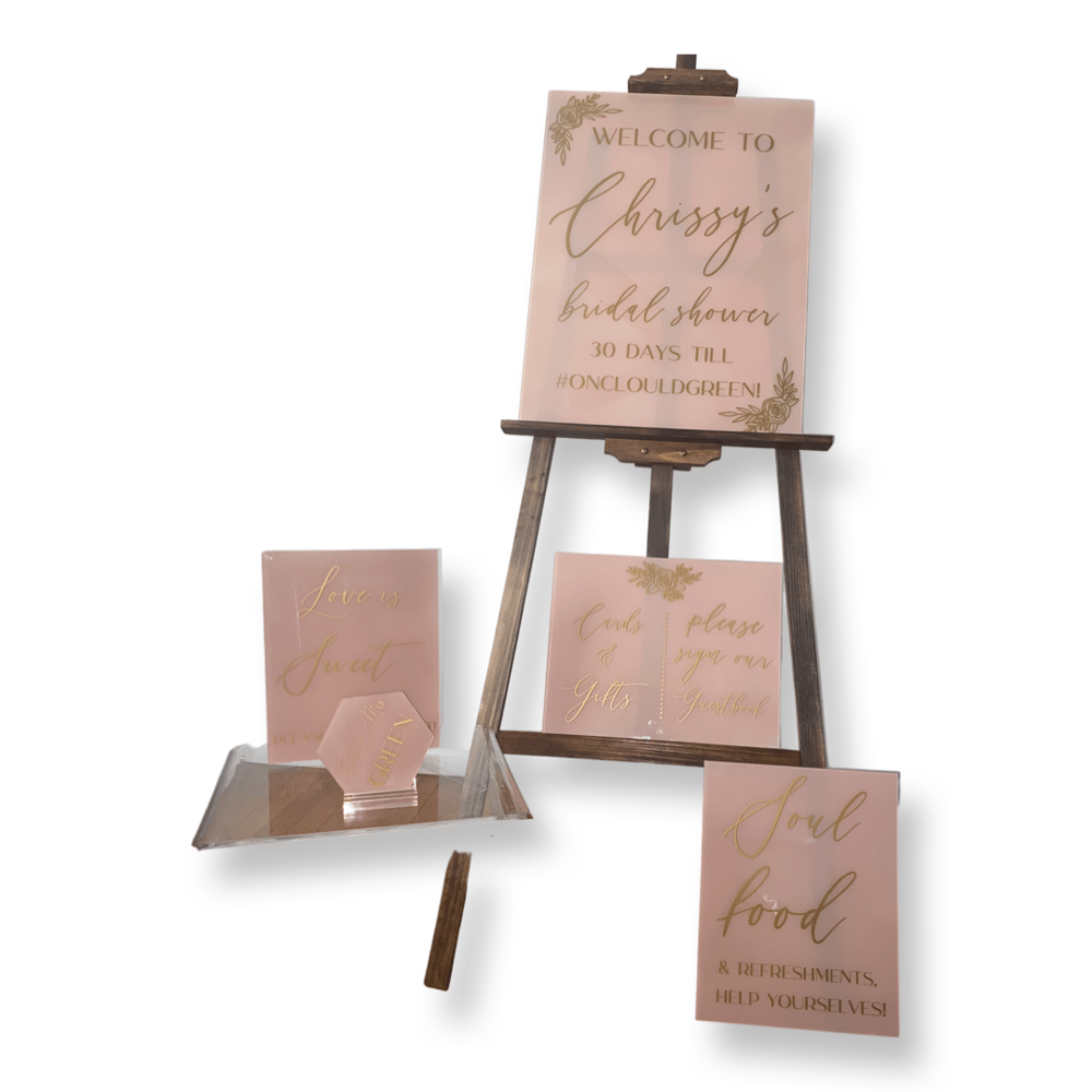 Image of Acrylic Bridal Shower Sign-  ( 5 set bundle)