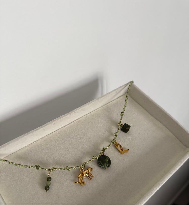 Image of Khaki rope charm necklace 