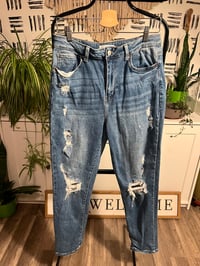 Image 1 of  Distressed stretch, denim jeans