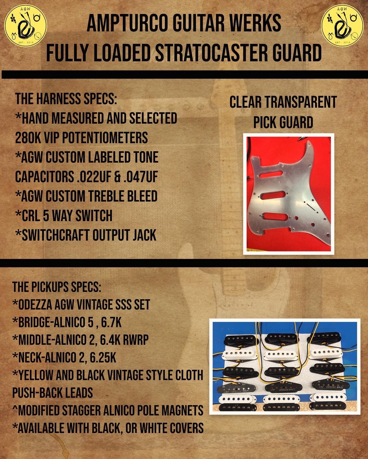 Fully Loaded Stratocaster Transparent Pick Guard AMPTURCO GUITAR WERKS fully-loaded-stratocaster-transparent-pick-guard-ampturco-guitar-werks