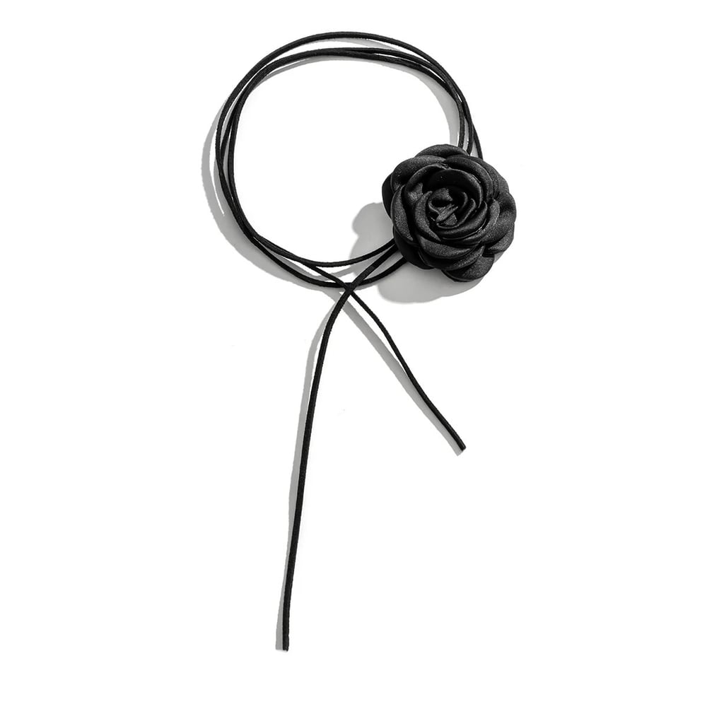 Image of Black Rose Gothic Flower Choker Necklace