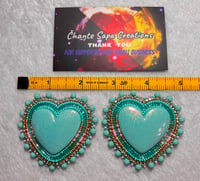 Image 7 of Hand Polished Light Blue Heart Beaded Earrings