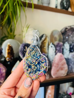 Image of Rainbow aura geode necklace 