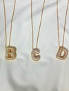 INITIAL DIAMOND BUBBLE 14K GOLD PLATED NECKLACE 