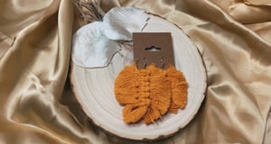 Image of Leaf Macramé Earrings: Yellow 