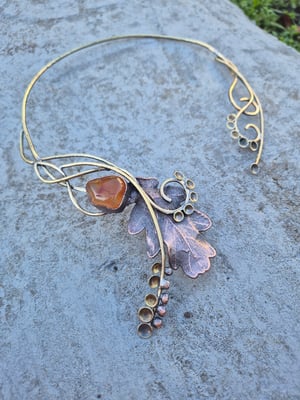 Oak leaf and carnelian necklace 