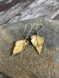 Image 3 of Birch Leaf Earrings ~ Brass