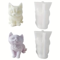 Image 5 of Cat And  Dog Silicone Mold 3d Kitten Candle Craft Gypsum Resin Cute For Soap Making Tool Diy Baking 