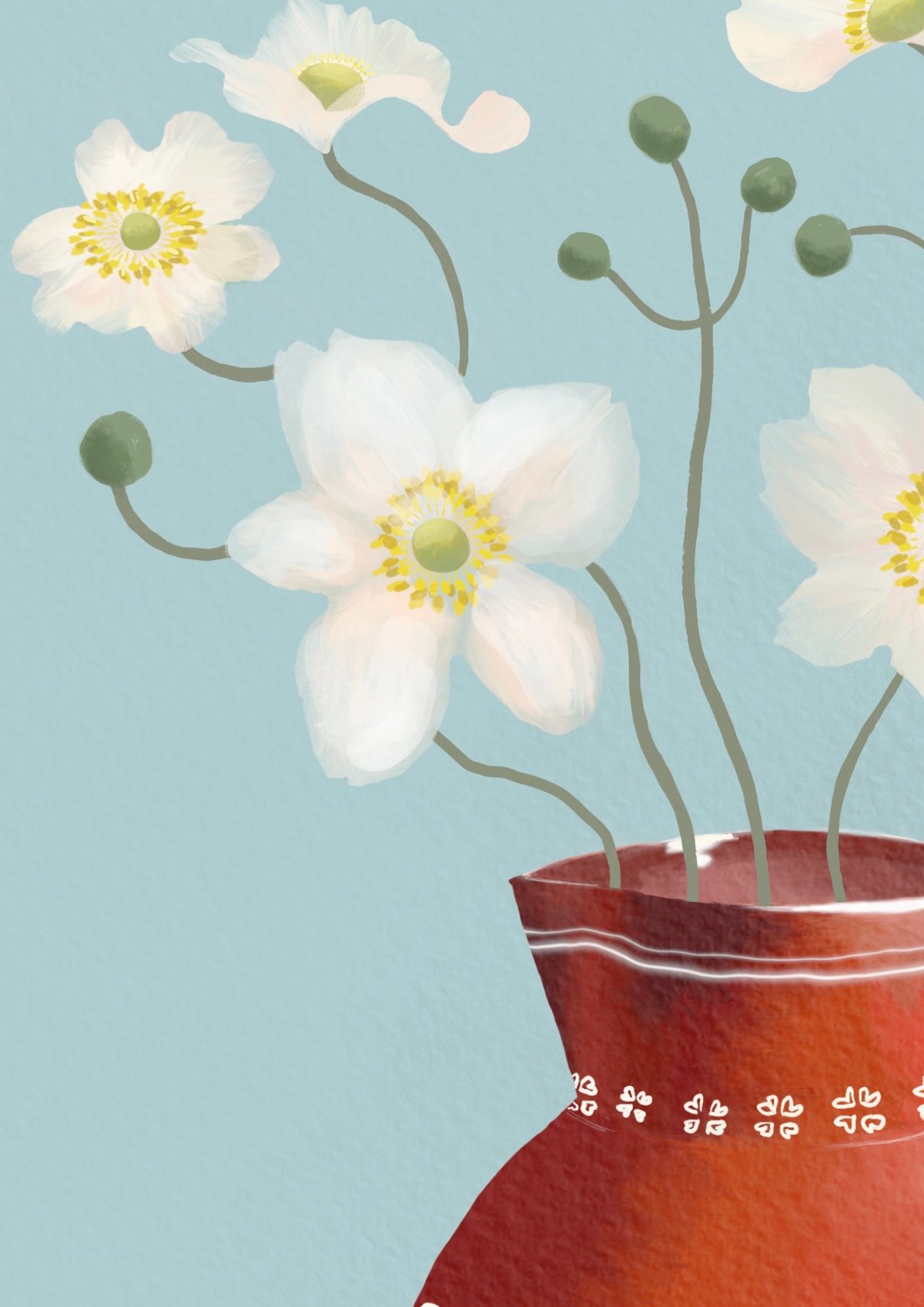 Anemones in Daisy Jug Print & Card