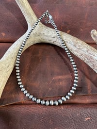 Image 1 of 16” - Graduated 4mm to 8mm Sterling Silver Pearls 