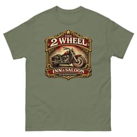 Image 6 of  Two Wheels Saloon Unisex T-Shirt | Biker Bar Graphic Tee | Motorcycle Rider Western Shirt