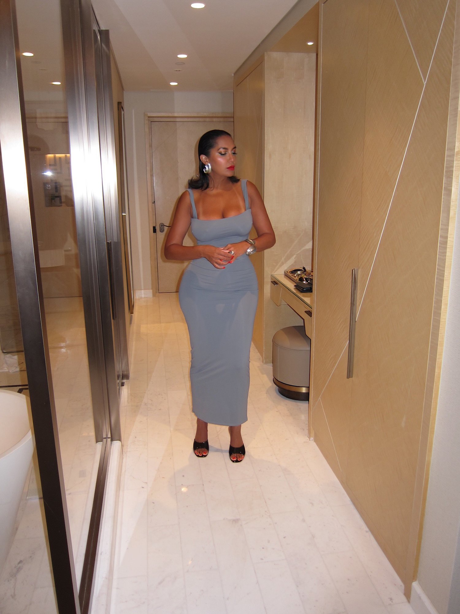Image of GREY THICK-STRAPPED MAXI DRESS (XS)
