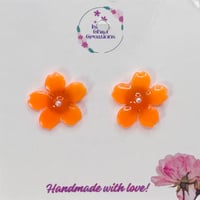Image 3 of VIVID ORANGE FLOWER STUDS