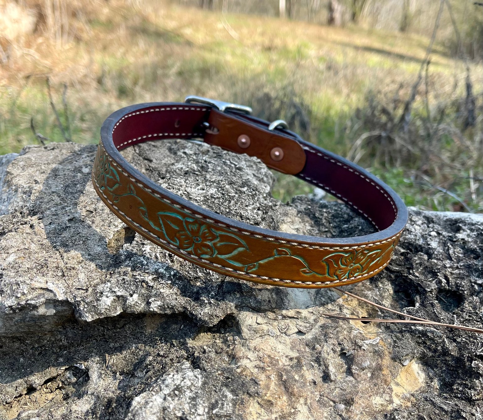 Tooled Dog Collar | Rockin' Hollow Ranch Tack