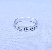 Image 1 of Handmade LIVING IN SIN Sterling Silver Ring