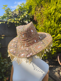 Image 1 of Dolly cowboy hat - recycled sari fabric gold silver