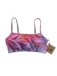 Image 3 of S (34) Cotton-Blend Strappy Bralette in Bright Watercolor Ice Dye
