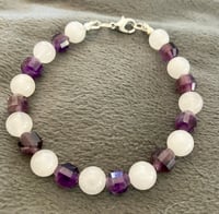 Image 2 of White Jade and Faceted Amethyst - Size 7.5
