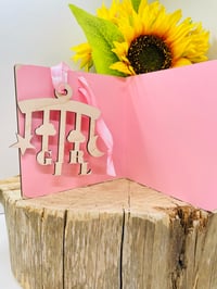 Image 3 of Wooden Baby Girl Card With Hanging Ornament