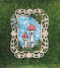 Image 1 of Ornate framed stitched fungi artwork