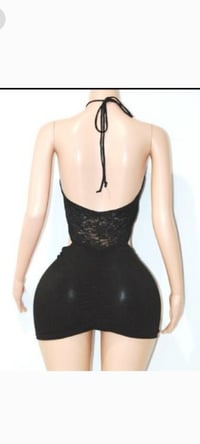 Image 2 of Black Slinky & Lace Oring Dress