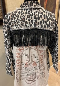Image 1 of Handmade Leopard Print Fringe Jacket Johnny Cash