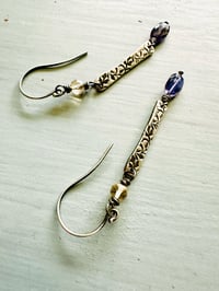 Image 13 of iolite and citrine sterling silver bar dangle earrings