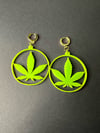 Gold Cubic Zirconia Lime Green Mary Jane Hoops