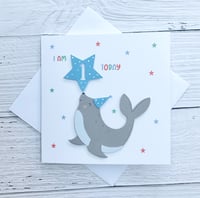 Image 3 of Personalised Kids Sea Lion - Special Age Birthday Card - Custom Milestone Card for Boys and Girls